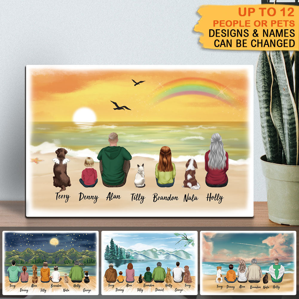 Family Canvas Print Gifts For The Whole Family - Beach & Wooden Dock - Jonxifon