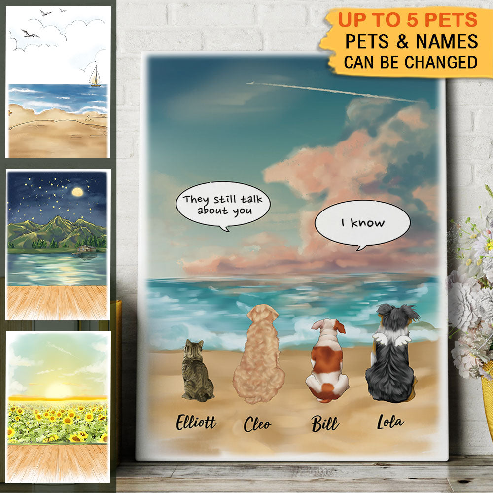 They Still Talk About You Conversation - Canvas Print, Fluffy Dog & Cat Memorial Gifts - Jonxifon