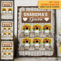 Thumbnail for Grandma's Sunflower Garden Gifts, Personalized Canvas Wall Art - Jonxifon