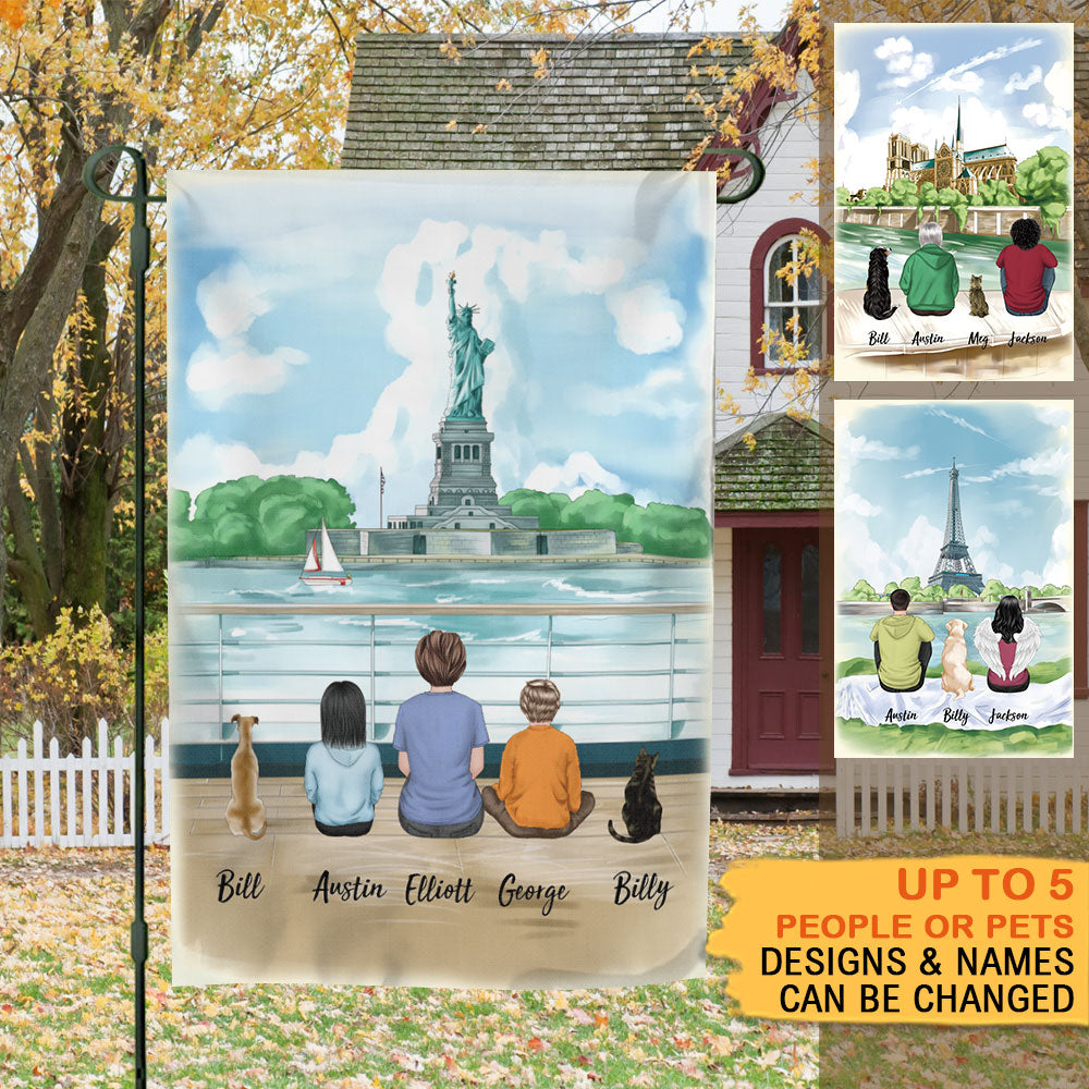 Personalized Family Flag Gifts For The Whole Family - Statue of liberty & Eiffel Tower - Jonxifon