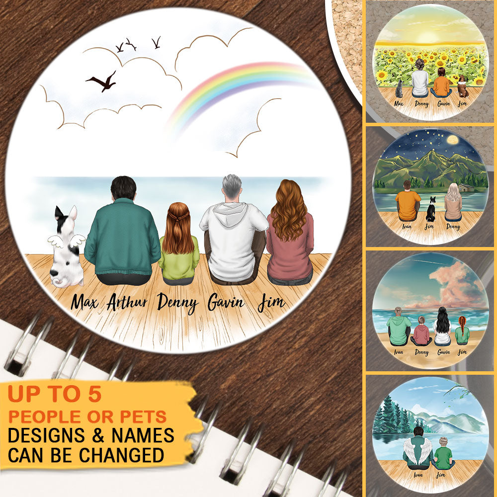 Family Circle Stone Coasters Gifts For The Whole Family - Beach & Wooden Dock - Jonxifon