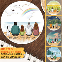 Thumbnail for Family Circle Stone Coasters Gifts For The Whole Family - Beach & Wooden Dock - Jonxifon