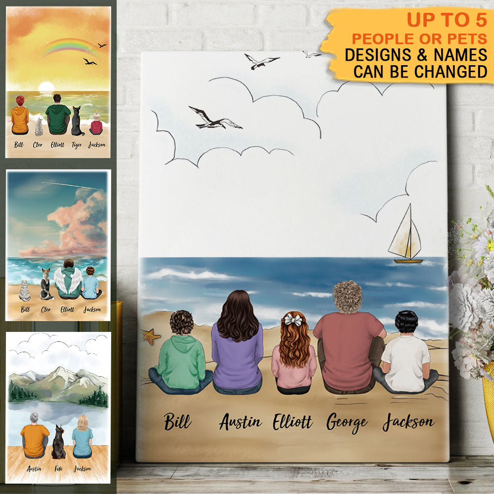 Family Canvas Print Gifts For The Whole Family - Beach & Wooden Dock - Jonxifon