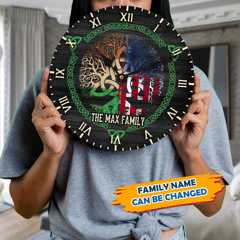 Personalized Irish By Birth American By Choice Wall Wooden Clock, Gift For Patrick's Day