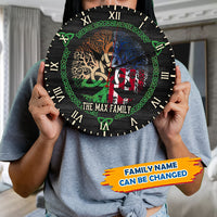 Thumbnail for Personalized Irish By Birth American By Choice Wall Wooden Clock, Gift For Patrick's Day