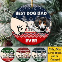 Thumbnail for Personalized Best Dog Dad Ever Christmas Ceramic Ornament, Personalized Decorative Ornament CHI-THUY