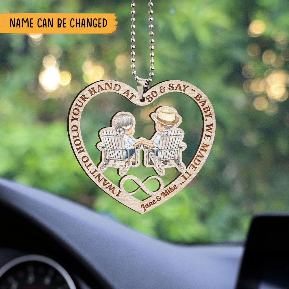 I Want To Hold Your Hand At 80 Personalized Acrylic Car Ornament