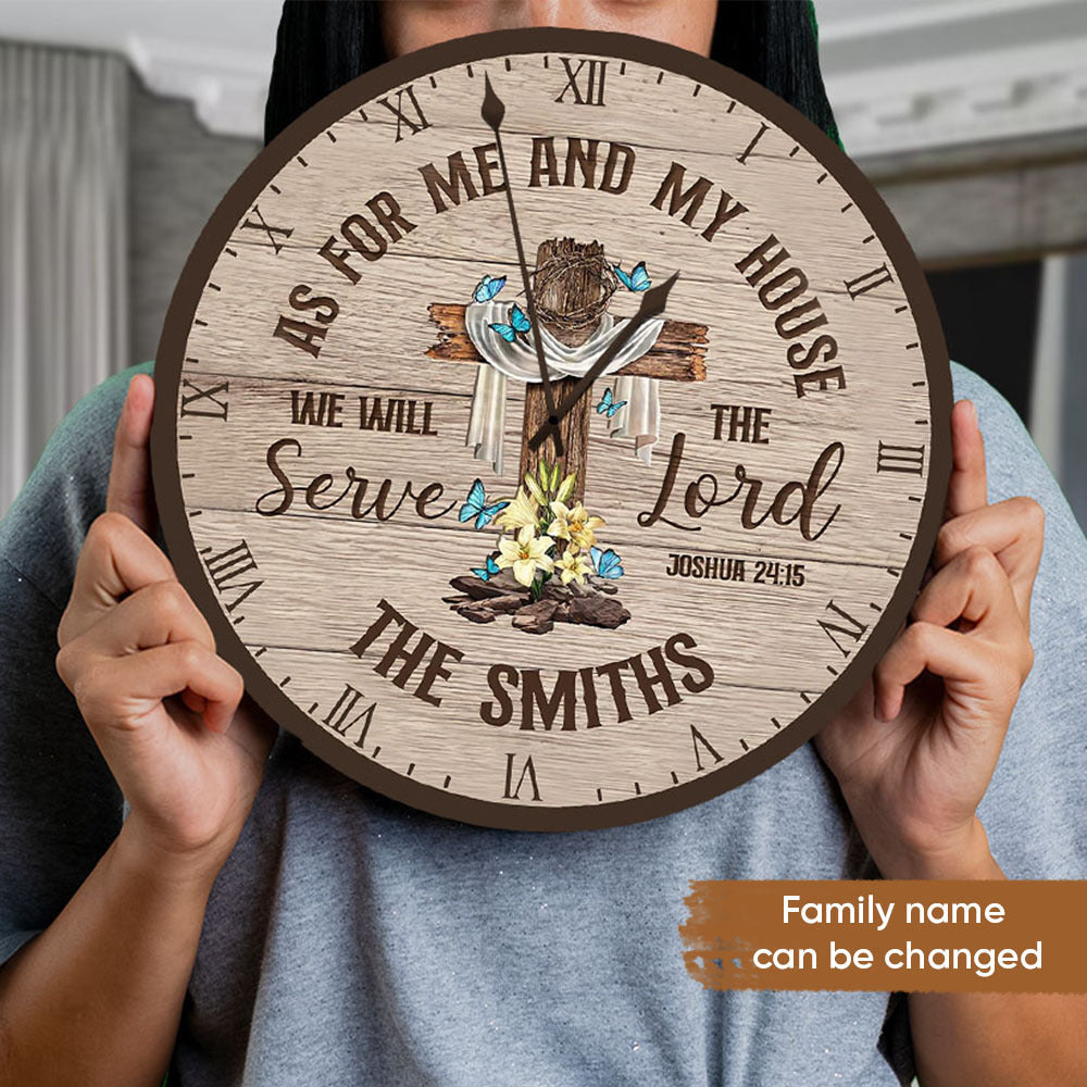 Personalized Family Name We Serve The Lord Wall Wooden Clock, Gift For Family CHI-THUY