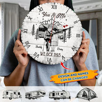 Thumbnail for Personalized You And Me We Got This Camoing Old Couple Wall Wooden Clock, Gift For Mom Dad