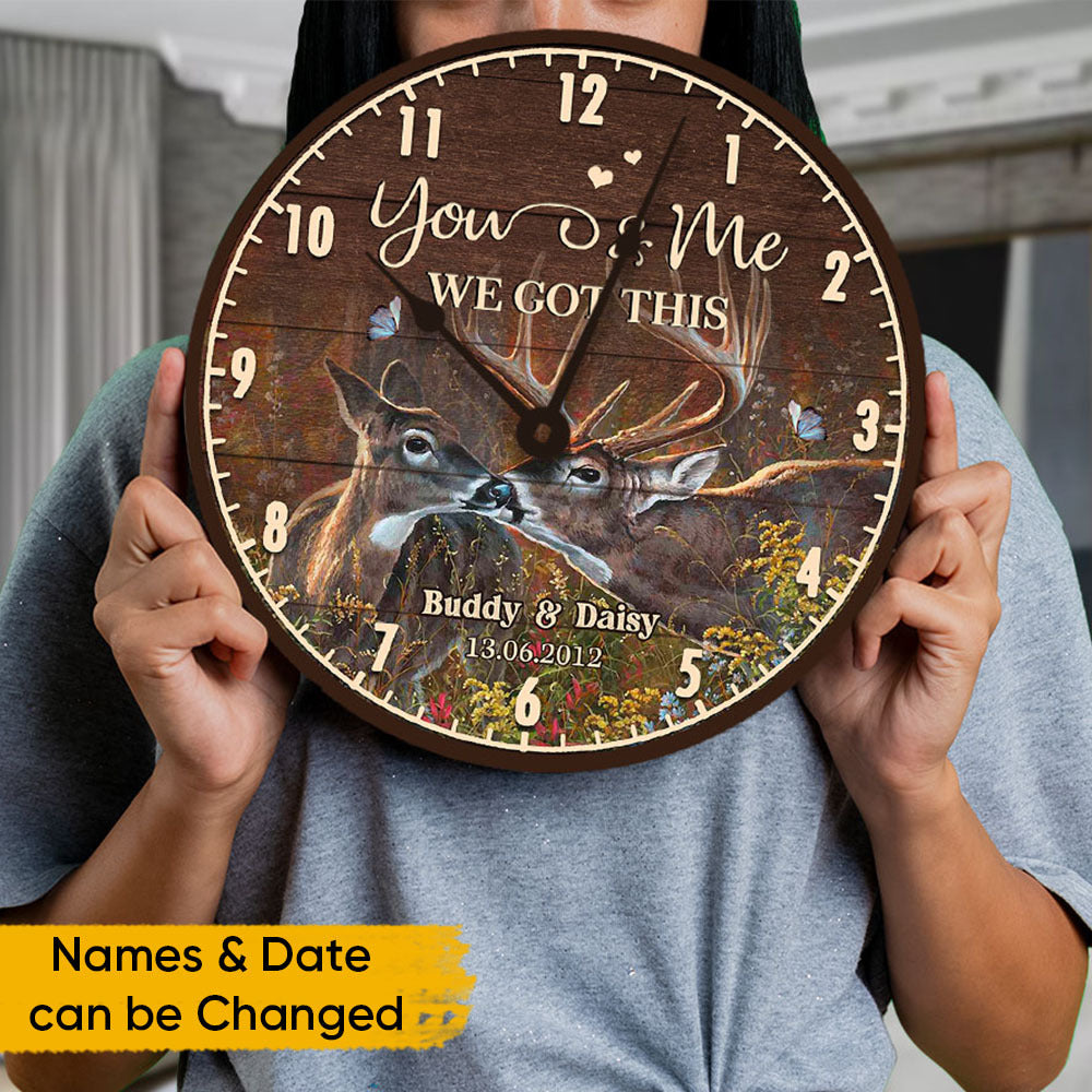 Personalized You And Me We Got This Hunting Couple Wall Wooden Clock, Decor Gift CHI-THUY