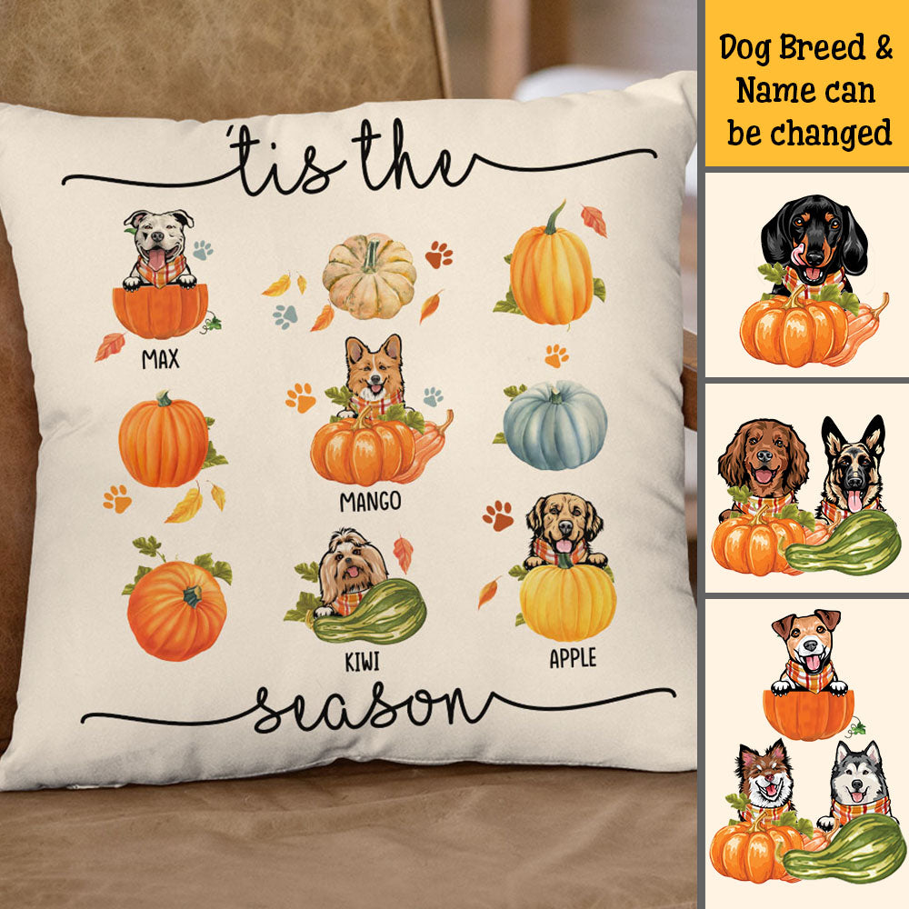 'Tis The Season Dog Fall Pillow, Custom Pet Pumpkin Huyen-Thuy