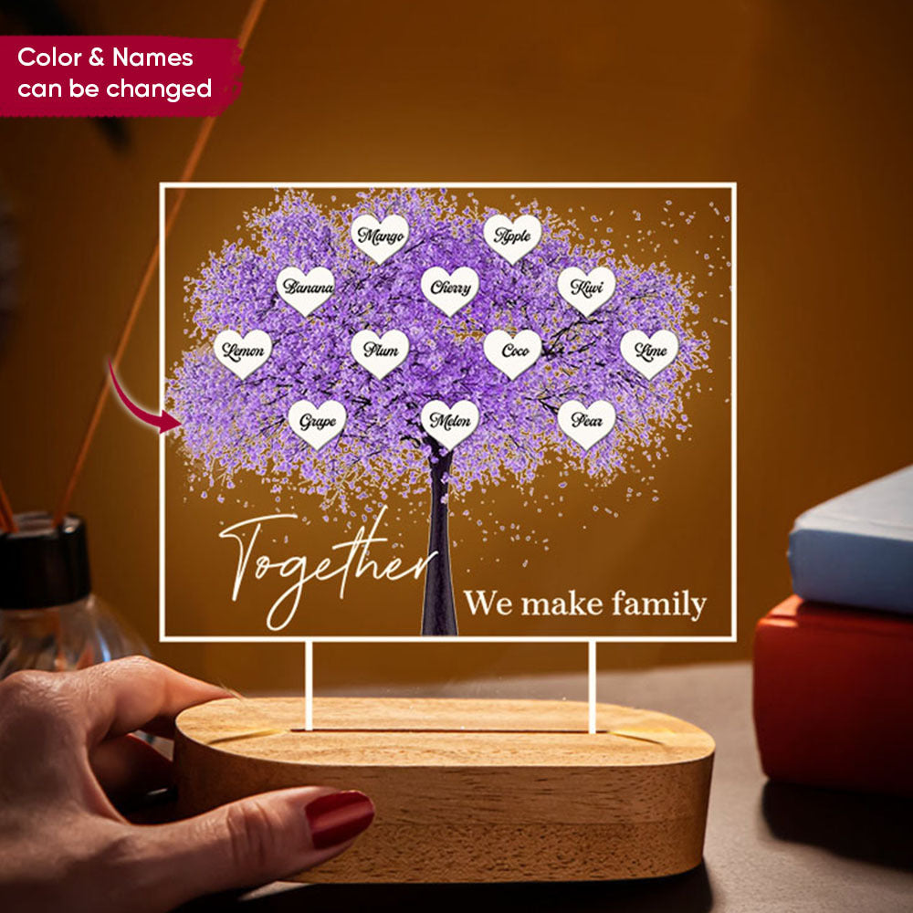 Personalized Together We Make Family Lamp With Wooden Oval Stand, Gift For Family Member