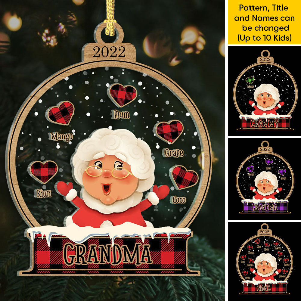 Personalized Santa Claus Mom Grandma Heart Christmas Printed Acrylic Ornament CHI-THUY