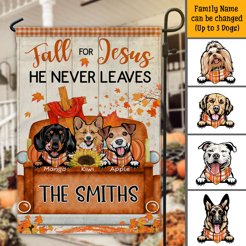 Fall For Jesus Dog Pumpkin Garden Flag, Autumn Decor Huyen-Thuy