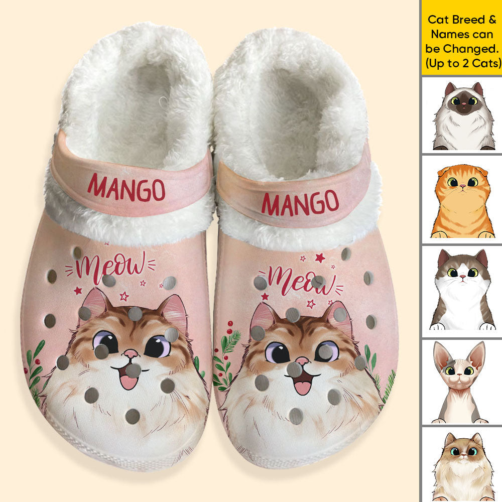 Personalized Meowy Catmas Cat Fleece Crocs - Christmas For Cat Lover