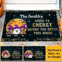 Thumbnail for Personalized Dog Mom Check Ya Energy Halloween Doormat, Dog Lover Gift CHI-THUY