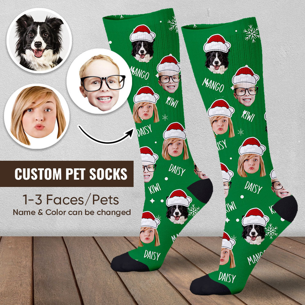 Custom Face Cutout Photo Christmas Socks, Christmas Gift