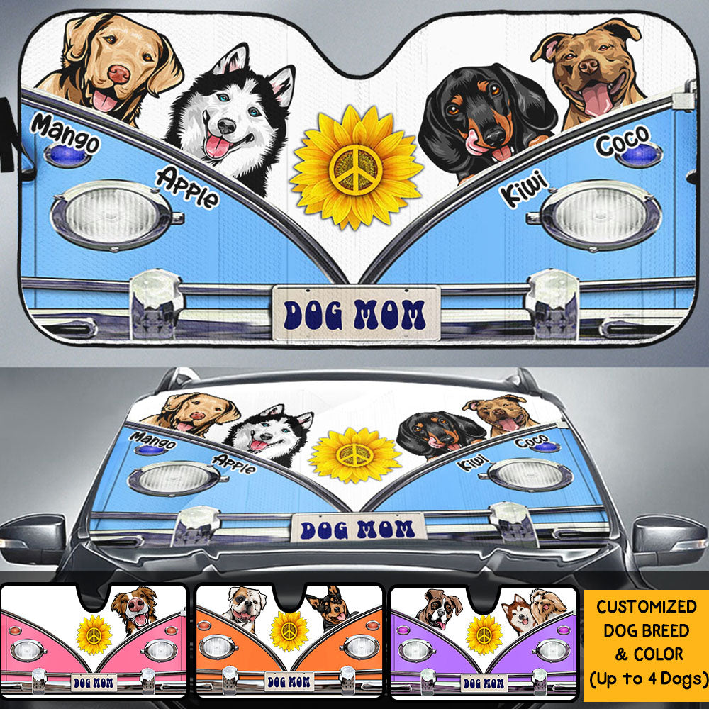 Dog Mom Hippie Dog Car Sunshade, Gift For Dog Lover Huyen-Thuy