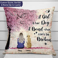 Thumbnail for Personalized A Girl & Her Dog A Bond That Can't Be Broken Pillow, Gift For Dog Mom Dog Dad Dung-Thuy