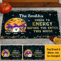 Thumbnail for Personalized Dog Mom Check Ya Energy Halloween Doormat, Dog Lover Gift CHI-THUY