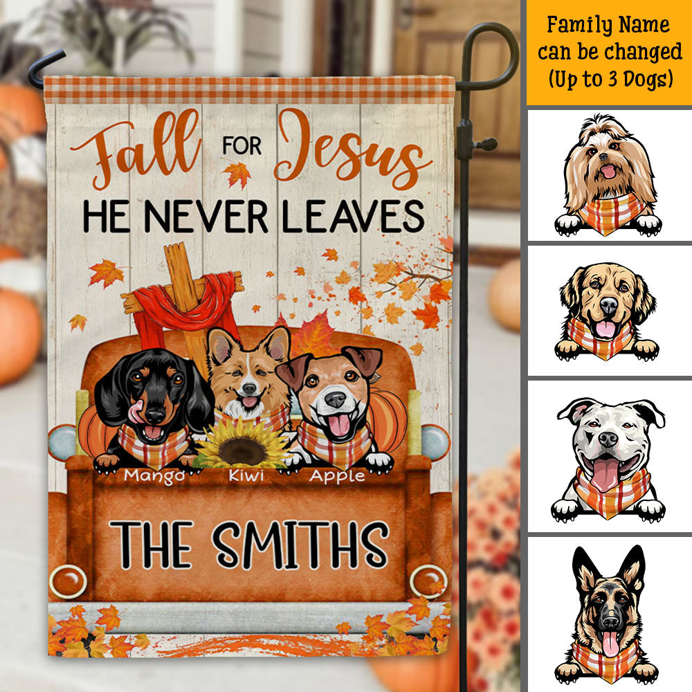 Fall For Jesus Dog Pumpkin Garden Flag, Autumn Decor Huyen-Thuy