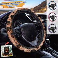 Thumbnail for Custom Face With Paws Dog Cat Car Steering Wheel Cover, Pet Lover Gift