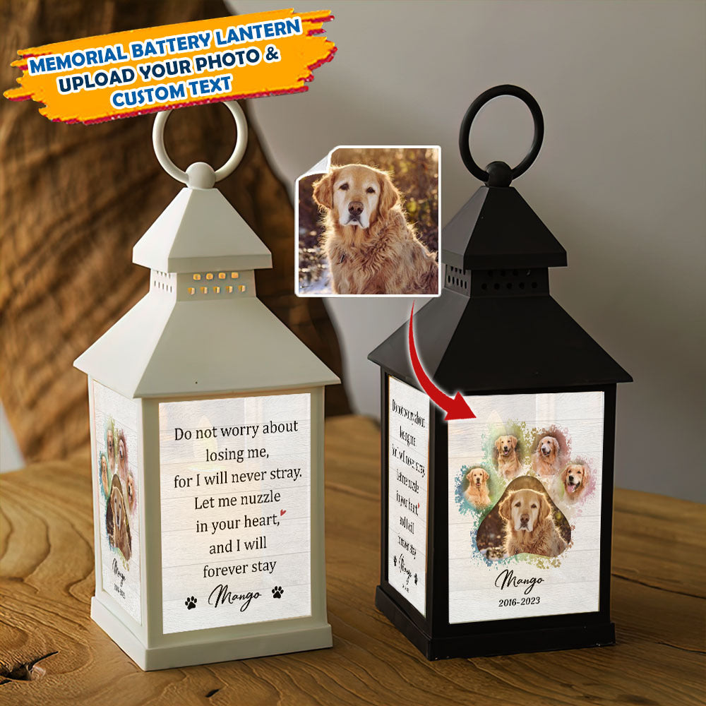 Custom Do Not Worry About Losing Me Paw Prints Photo Lantern II, Pet Memorial Gift JonxiFon