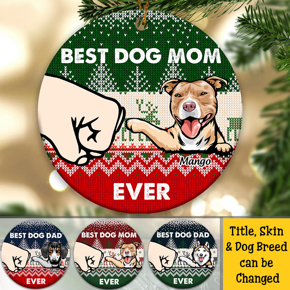 Personalized Best Dog Dad Ever Christmas Ceramic Ornament, Personalized Decorative Ornament CHI-THUY