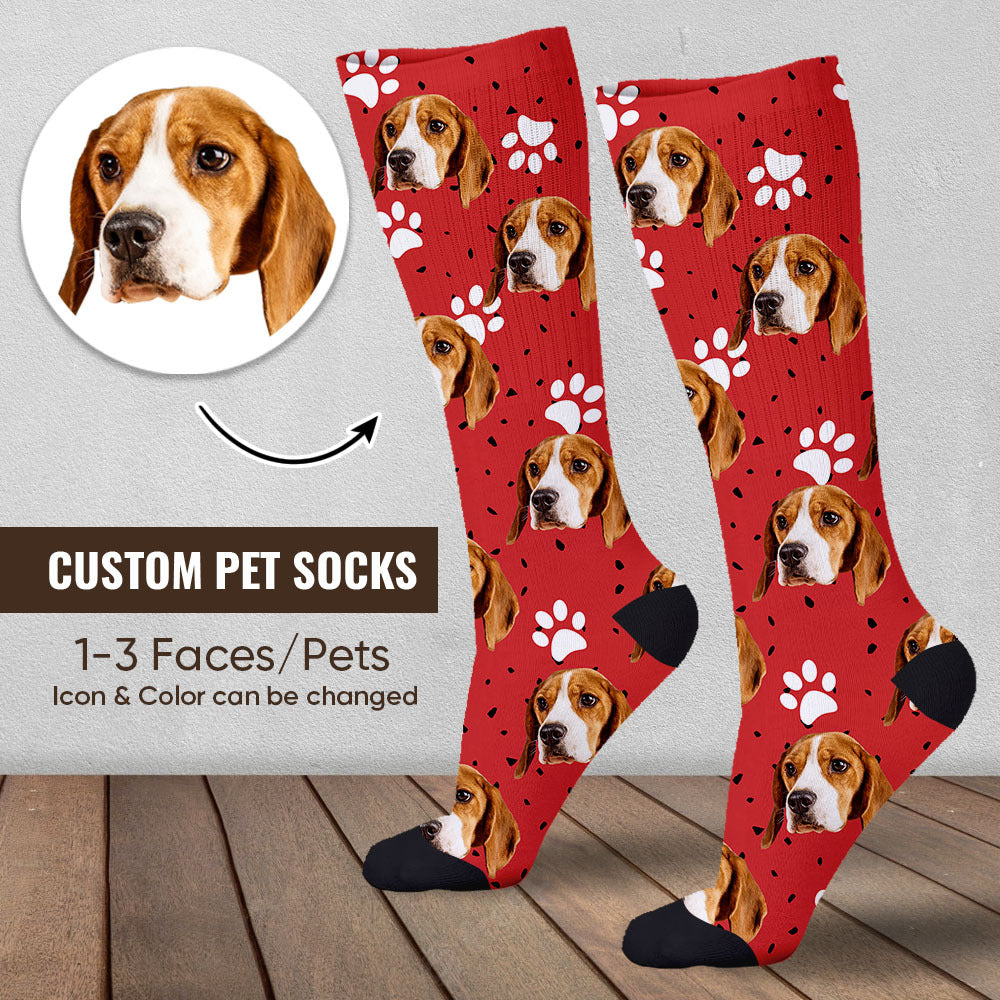 Custom Pet Face Cutout Photo Christmas Socks, Christmas Gift YHN-THUY