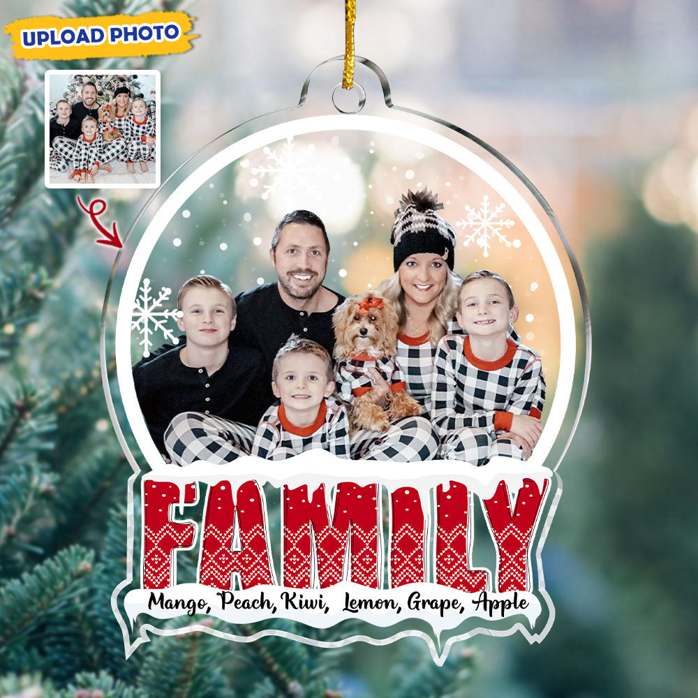 Personalized Acrylic Ornament - Christmas Gift For Family - Snowball With Family Photo