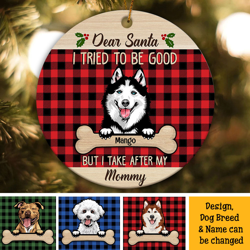 Dear Santa Dog Christmas Ceramic Ornament  - Personalized Decorative Ornament CHI-THUY