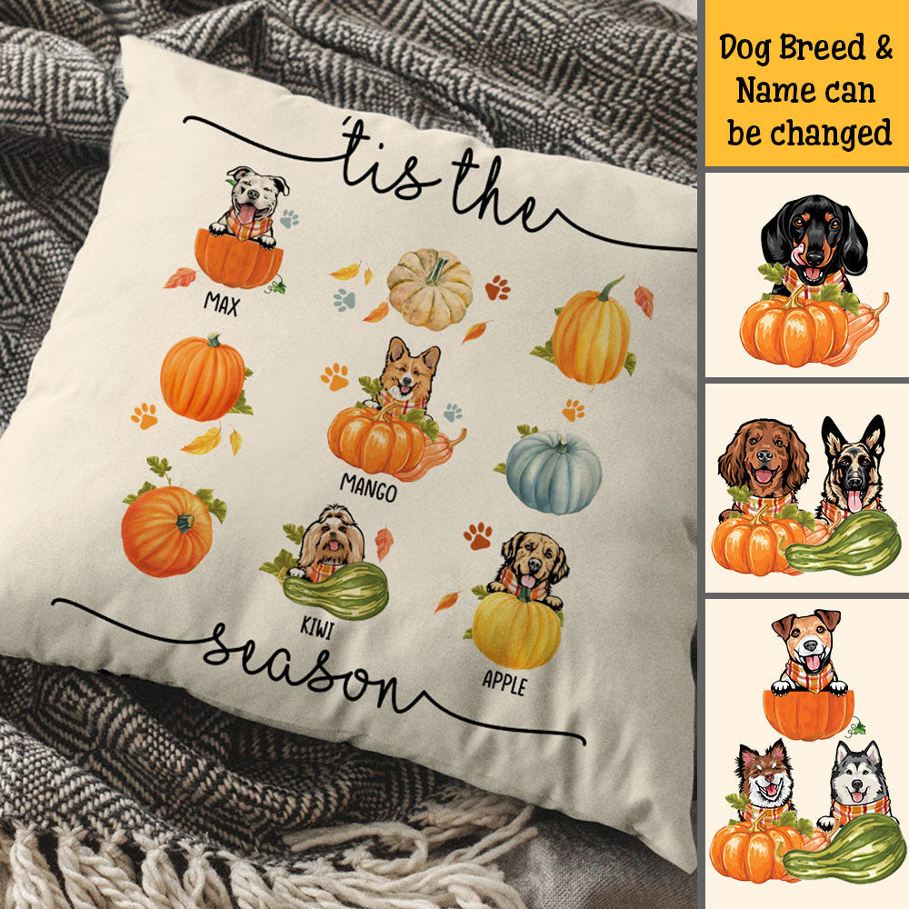 'Tis The Season Dog Fall Pillow, Custom Pet Pumpkin Huyen-Thuy