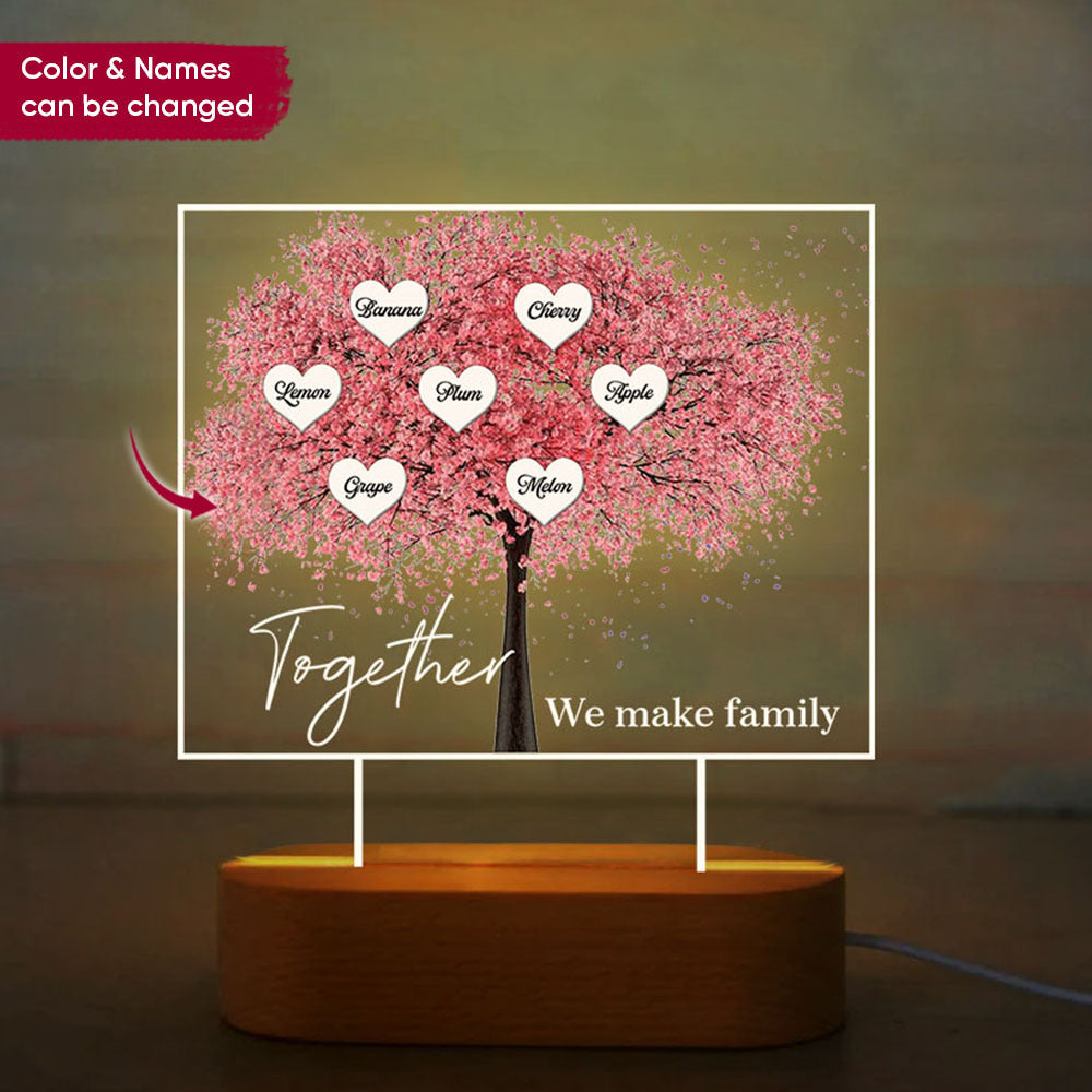 Personalized Together We Make Family Lamp With Wooden Oval Stand, Gift For Family Member