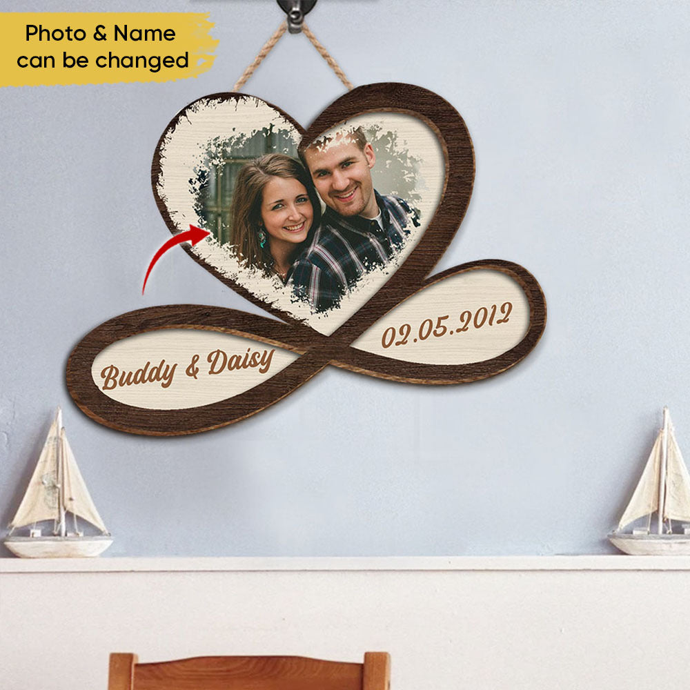 Personalized Couple Infinity Heart Wood Sign, Valentines Day Gift For Love Couple CHI-THUY