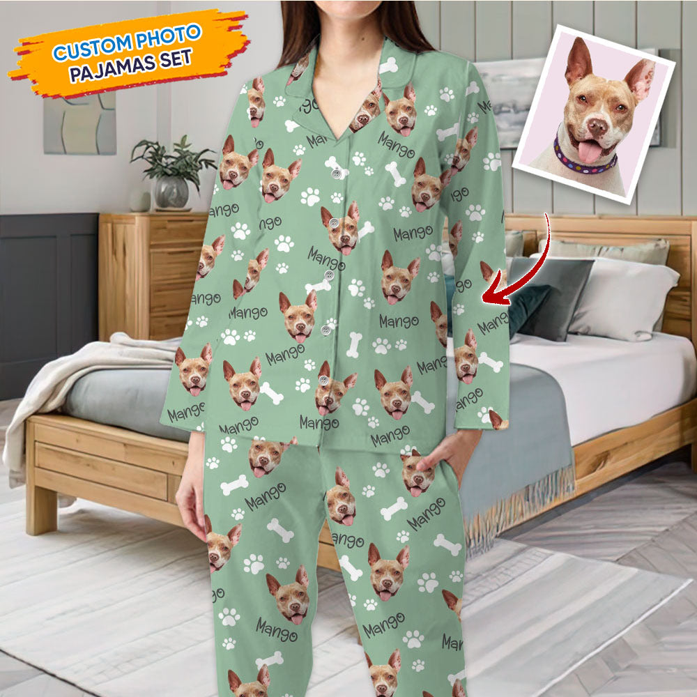 Custom Dog Cat Photo With Name Pajamas Set, Pet Lover Gift YHN-THUY