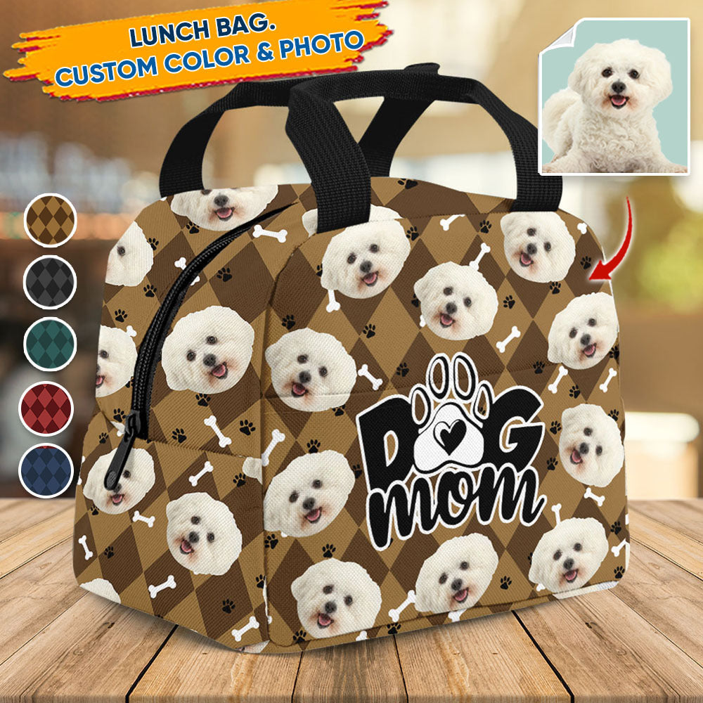 Upload Pet Image With Name Multicolor Lunch Bag, Gift For Dog Cat Lovers AI