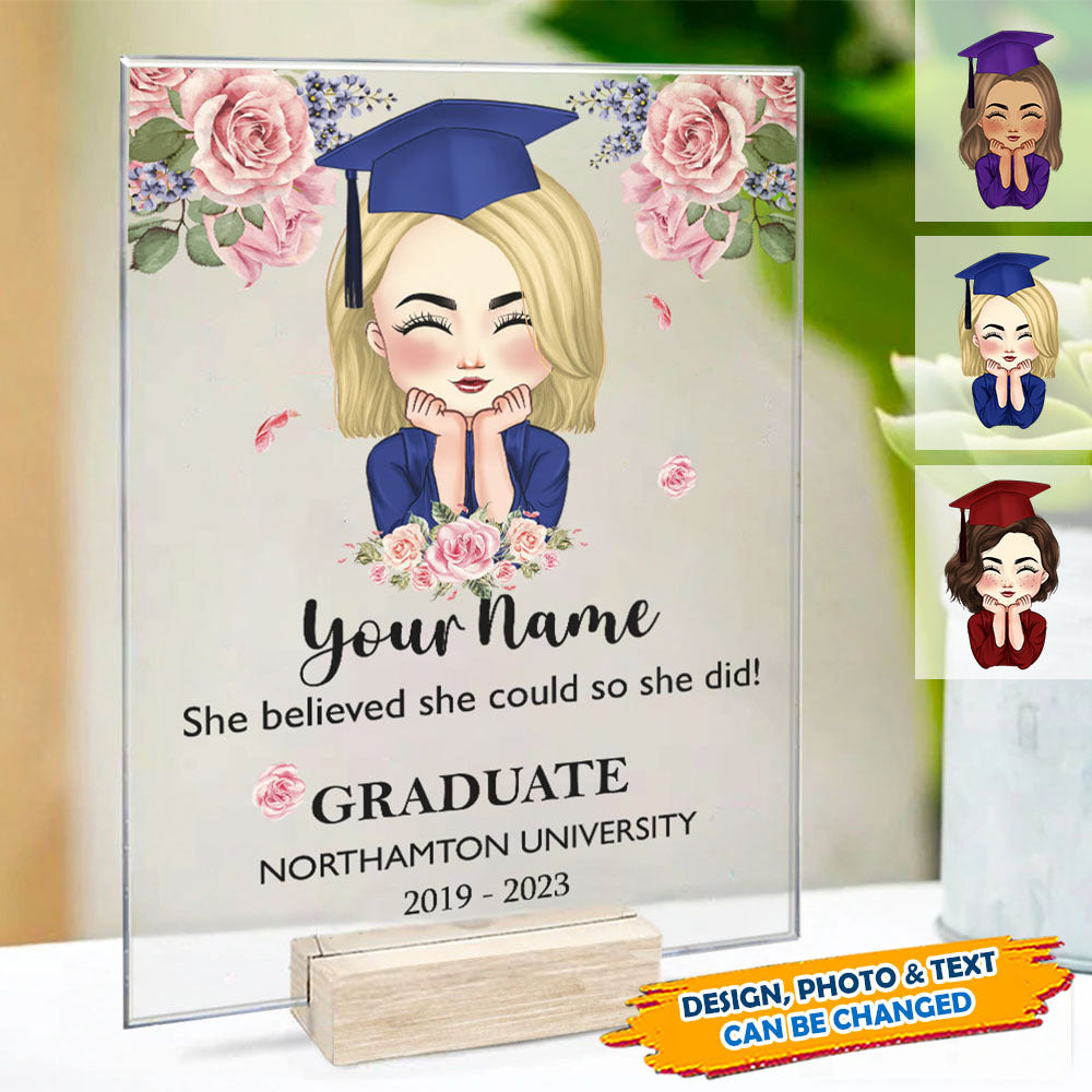 Personalized Face Senior Class Of 2023, Graduation Acrylic Plaque With Stand AC