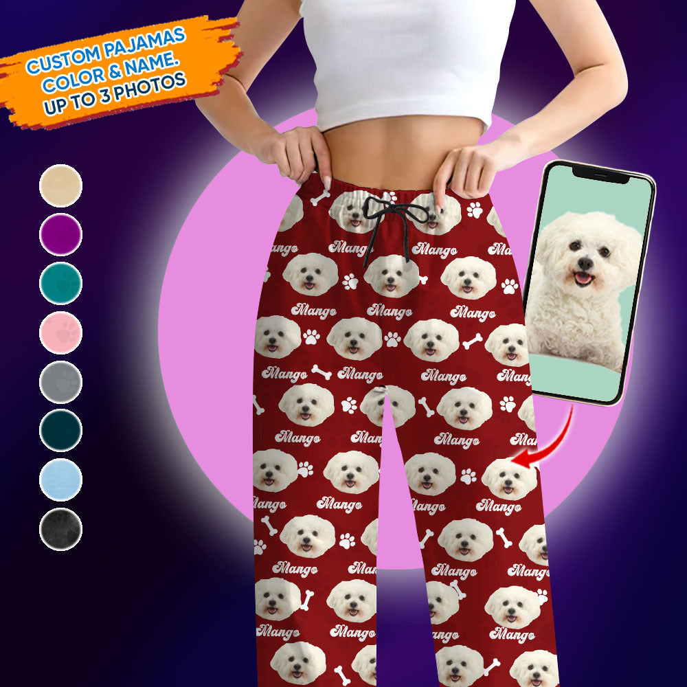 Custom Pet Face Vintage Pajamas Set, Dog Cat Lover Gift Dung- Thuy