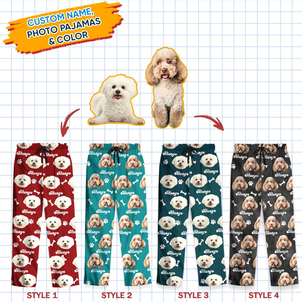 Custom Pet Face Vintage Pajamas Set, Dog Cat Lover Gift Dung- Thuy