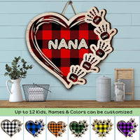 Thumbnail for Nana/Mom Heart Handprint Shaped Wood Sign, Home Decor