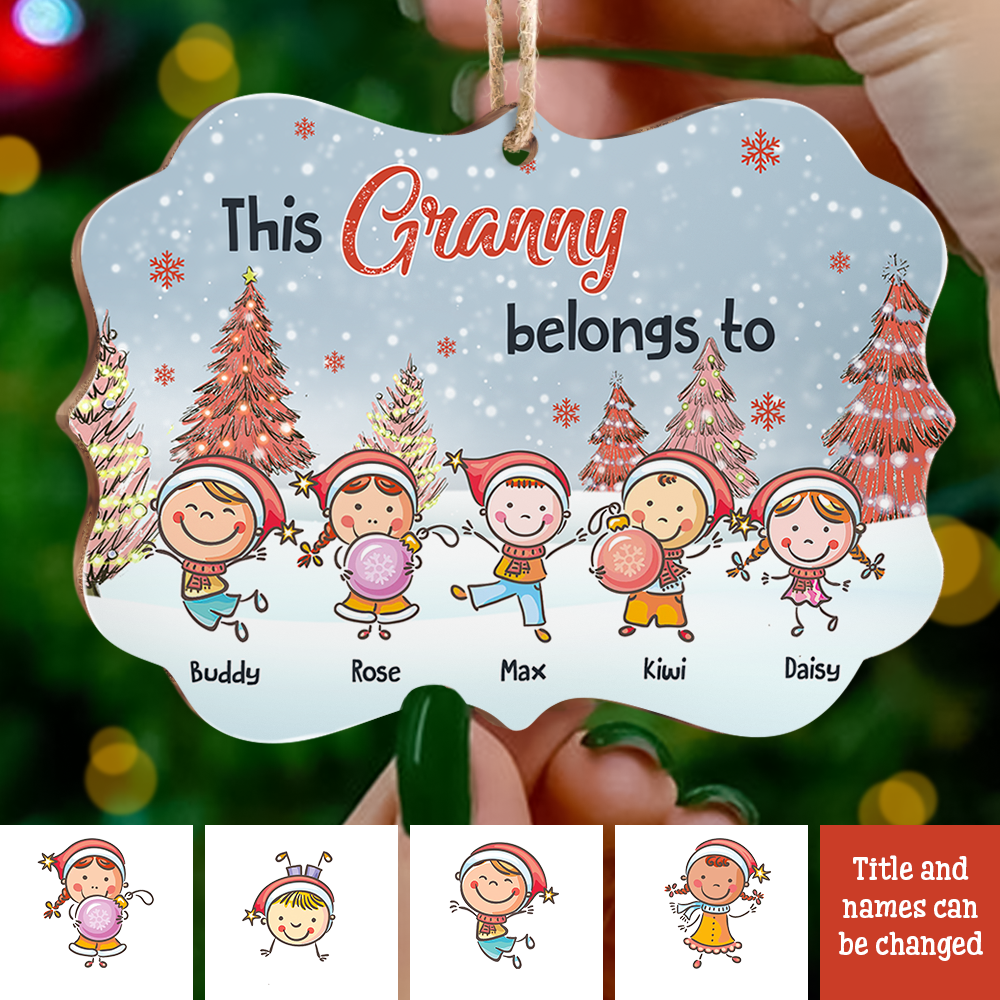 Personalized Mom Grandma Belong To Kids Christmas Printed MDF Benelux Ornament CHI-YEN