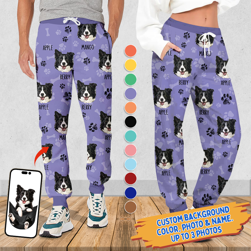 Upload Pet Image With Name Multicolor Sweatpants, Custom Gift For Men and Women Dung- Yen