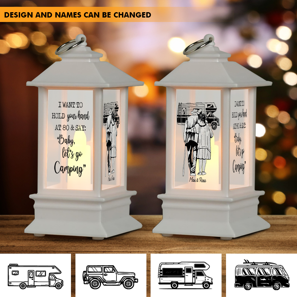 Personalized Hold Your Hand Go Camping Old Couple Lantern, Gift For Grandpa Grandma