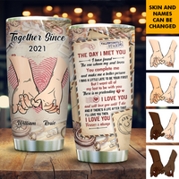 Thumbnail for Personalized Hand In Hand Vintage Love Letter Couple Tumbler, Valentine's Day Gift CHI-YEN