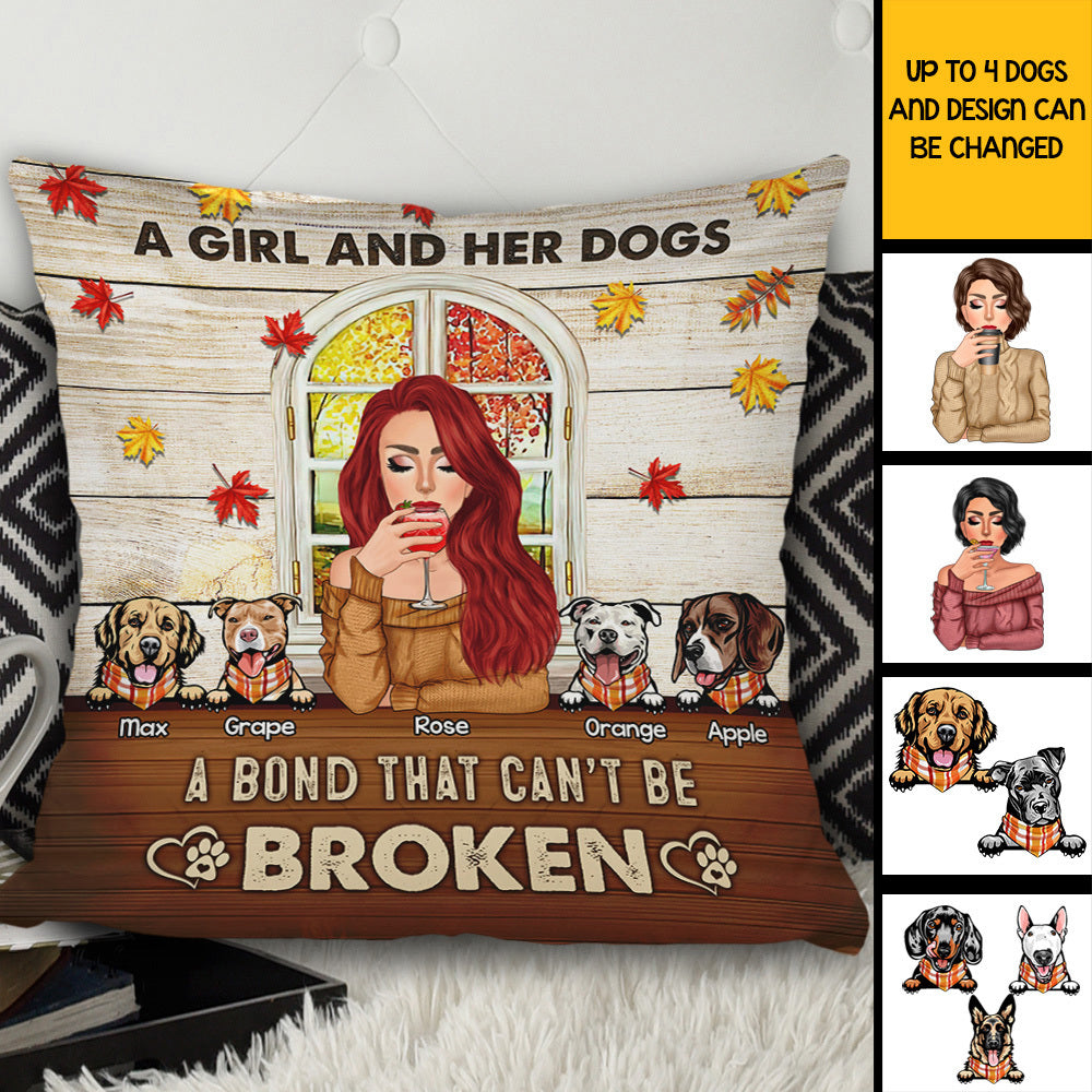 A Girl Her Dogs A Bond Custom Pillow, DIY Gift For Dog Lovers CT-YEN