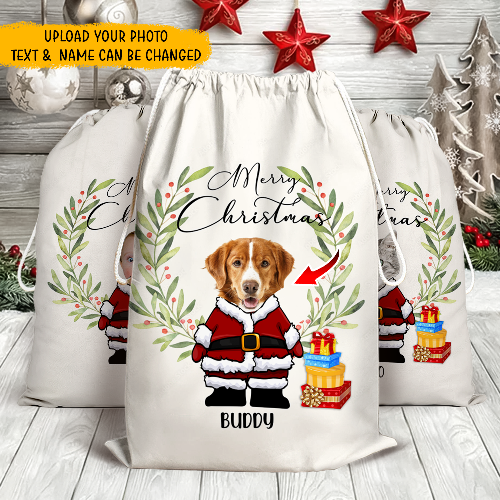 Personalised Face Photo Merry Christmas Santa Family Christmas Bag DUNG-DIEP