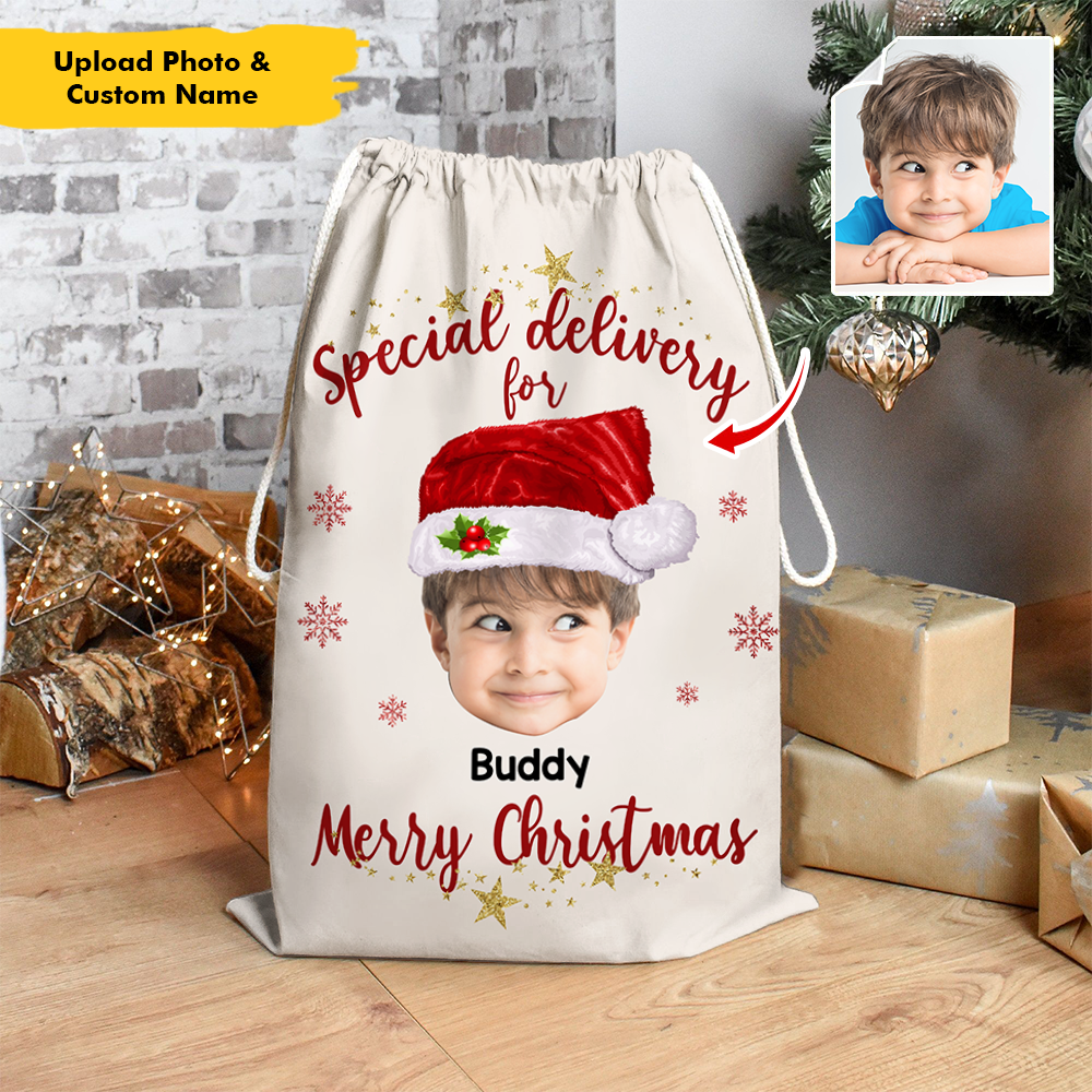 Personalized  Special Delivery Face Photo Family Christmas Bag, Christmas Gift Dung-Yen