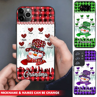 Thumbnail for Personalized Snowman Grandma Sweet Heart Kids iPhone Samsung Phone Case, Holiday Gift For Grandma Nana Mom Aunt