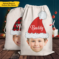 Thumbnail for Custom Santa Hat With Name Photo Christmas Bag, Christmas Gift