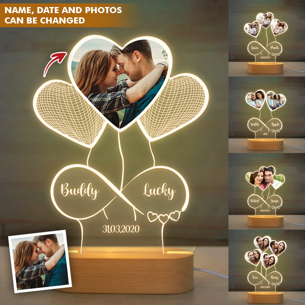 Personalized Forever Love Couple Lamp With Wooden Oval, Valentine Day Gift For Husband And Wife CHI-YEN